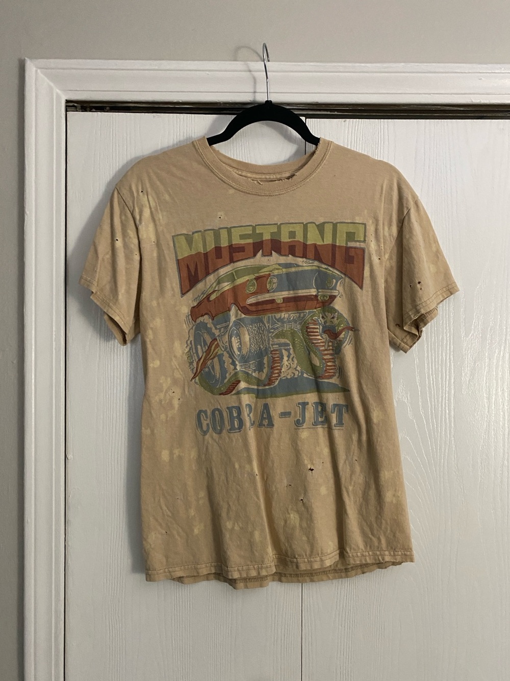 Junk Food Clothing Tan Mustang Cobra-Jet Graphic Tee with Red and Green Accents